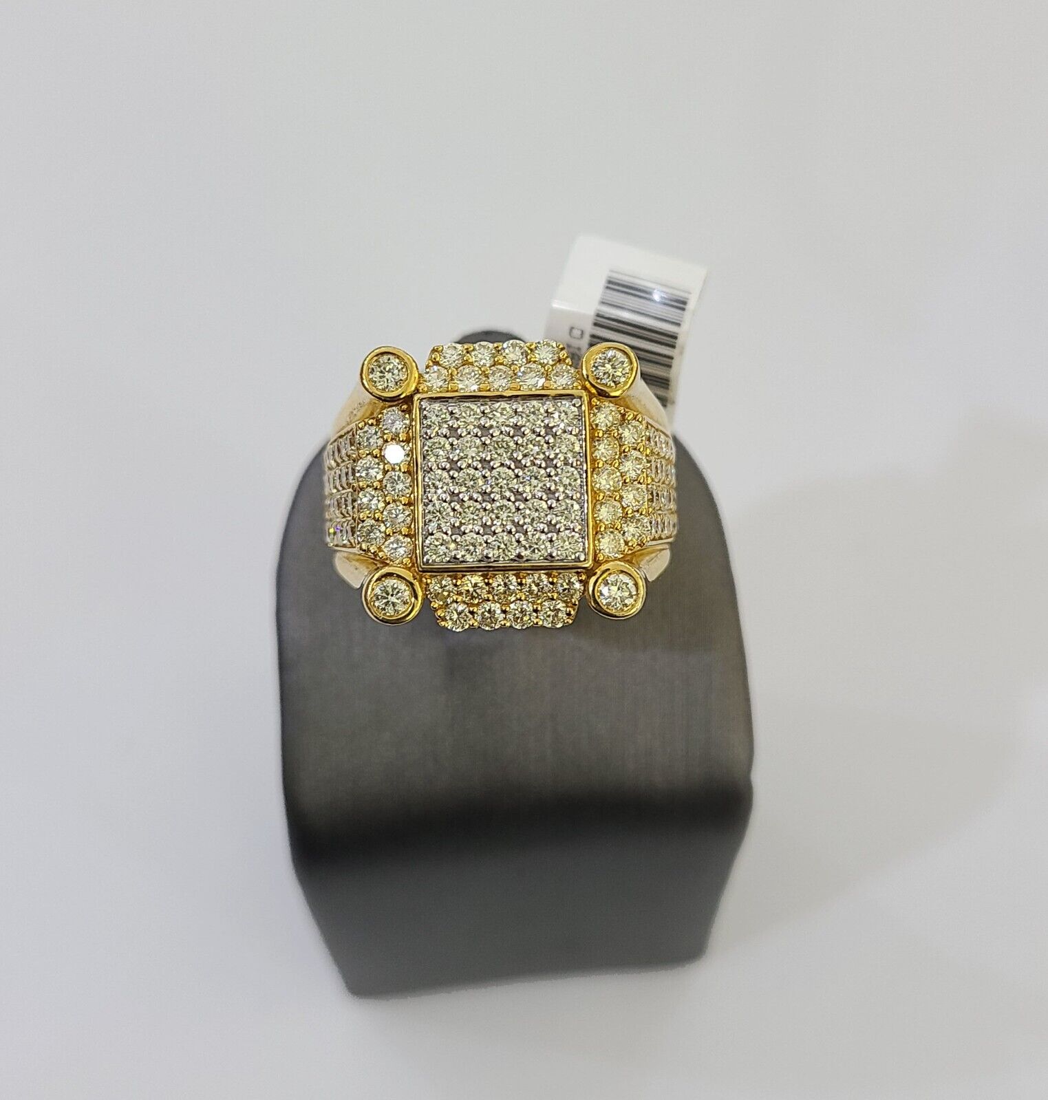 Real 10k Yellow Gold Diamond Mens Ring Band Wedding Casual Genuine Natural - GoldenlinQ