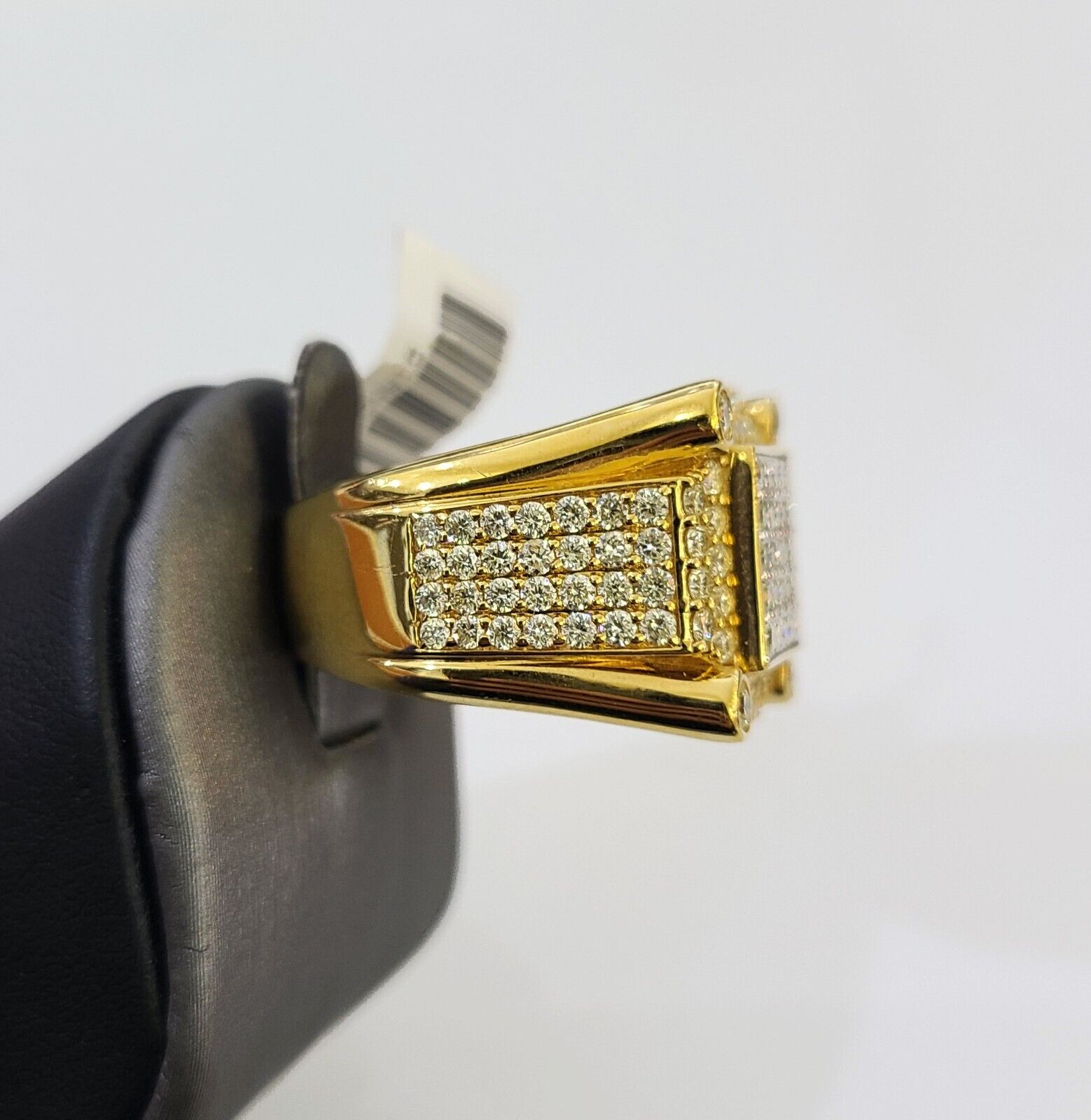 Real 10k Yellow Gold Diamond Mens Ring Band Wedding Casual Genuine Natural - GoldenlinQ