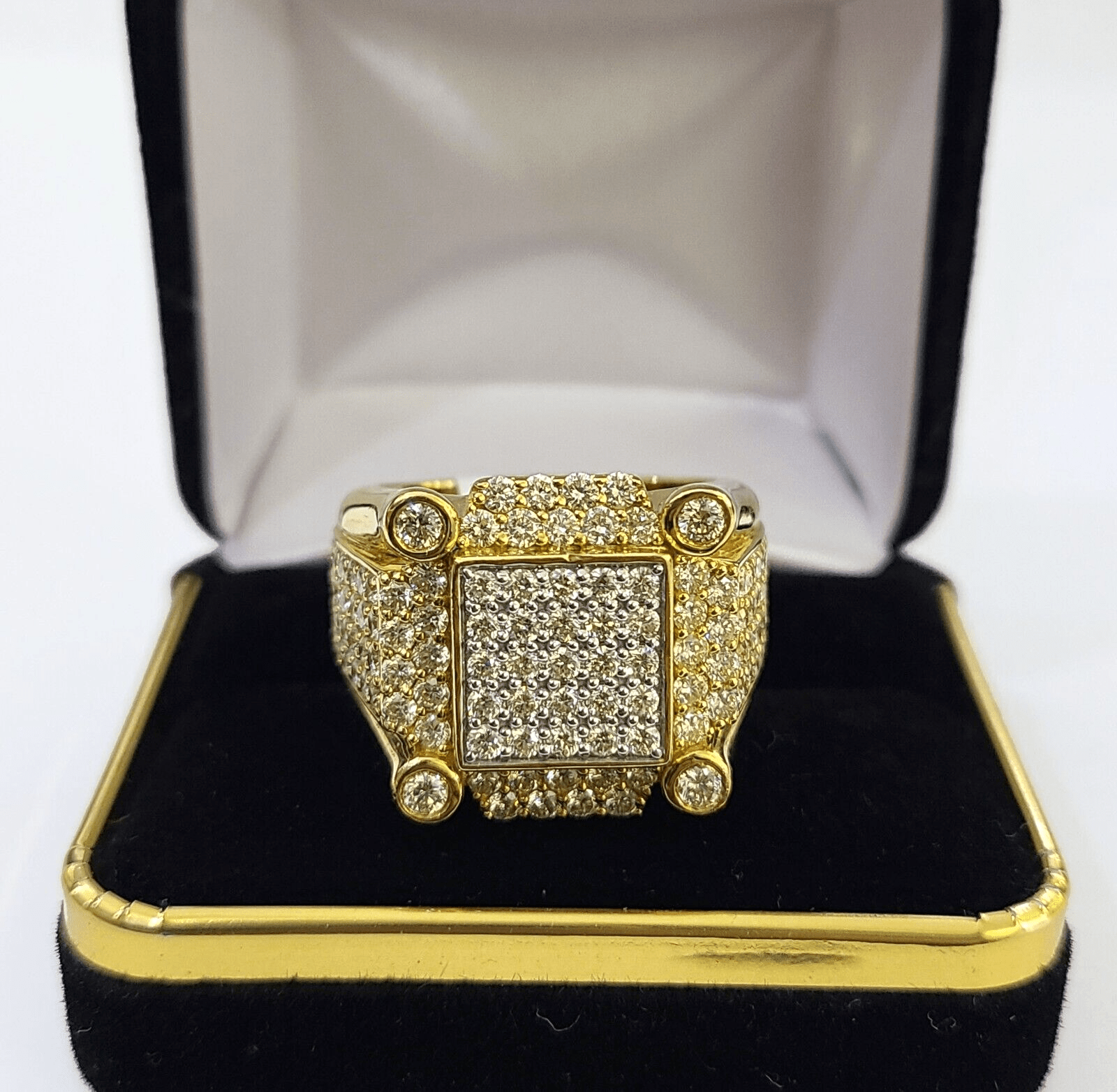 Real 10k Yellow Gold Diamond Mens Ring Band Wedding Casual Genuine Natural - GoldenlinQ