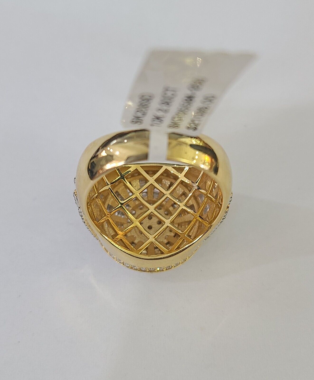 Real 10k Yellow Gold Diamond Mens Ring Band Wedding Casual Genuine Natural - GoldenlinQ