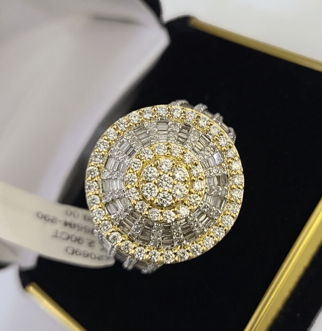 Real 10k Yellow Gold Diamond Mens Ring Band Wedding Casual Genuine Natural - GoldenlinQ