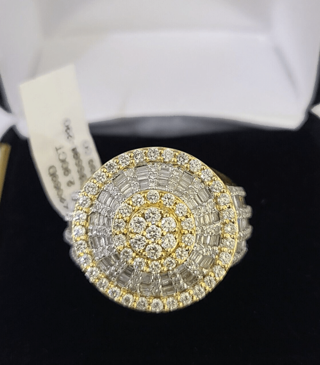 Real 10k Yellow Gold Diamond Mens Ring Band Wedding Casual Genuine Natural - GoldenlinQ