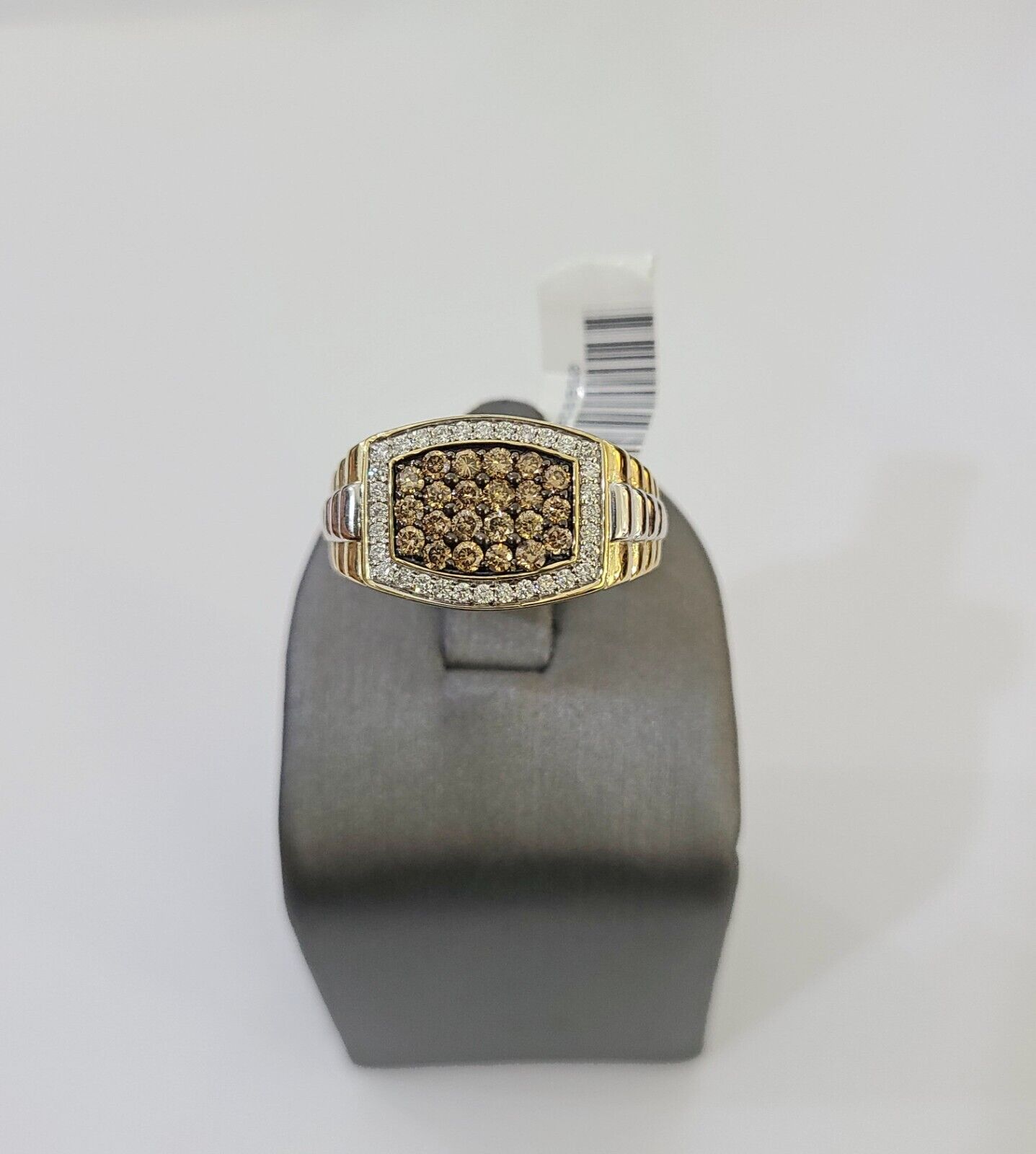 Real 10k Yellow Gold Diamond Mens Ring Band Wedding Casual Genuine Natural - GoldenlinQ