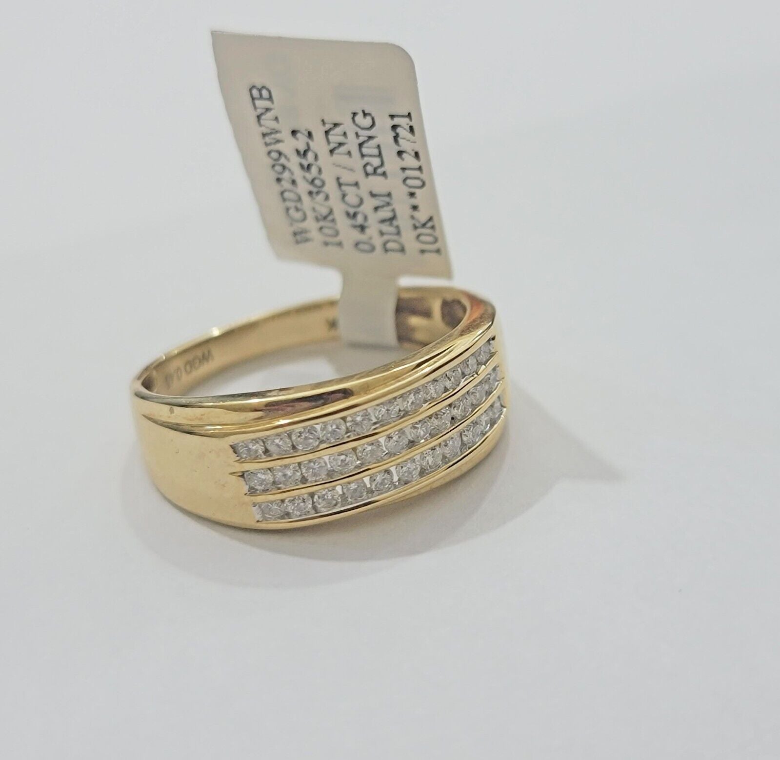 Real 10k Yellow Gold Diamond Mens Ring Band Wedding Engagement, Unique, Genuine - GoldenlinQ