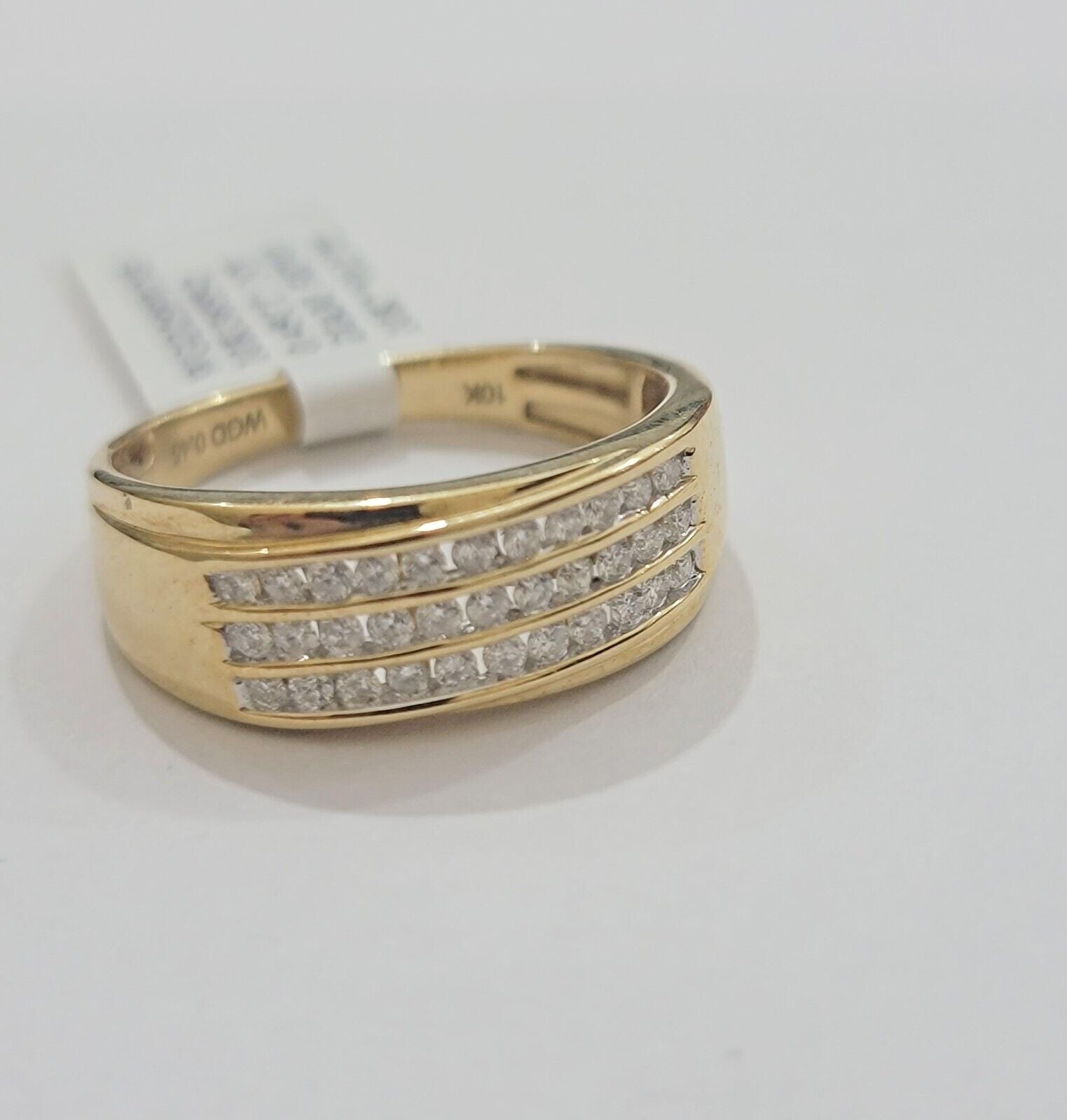 Real 10k Yellow Gold Diamond Mens Ring Band Wedding Engagement, Unique, Genuine - GoldenlinQ