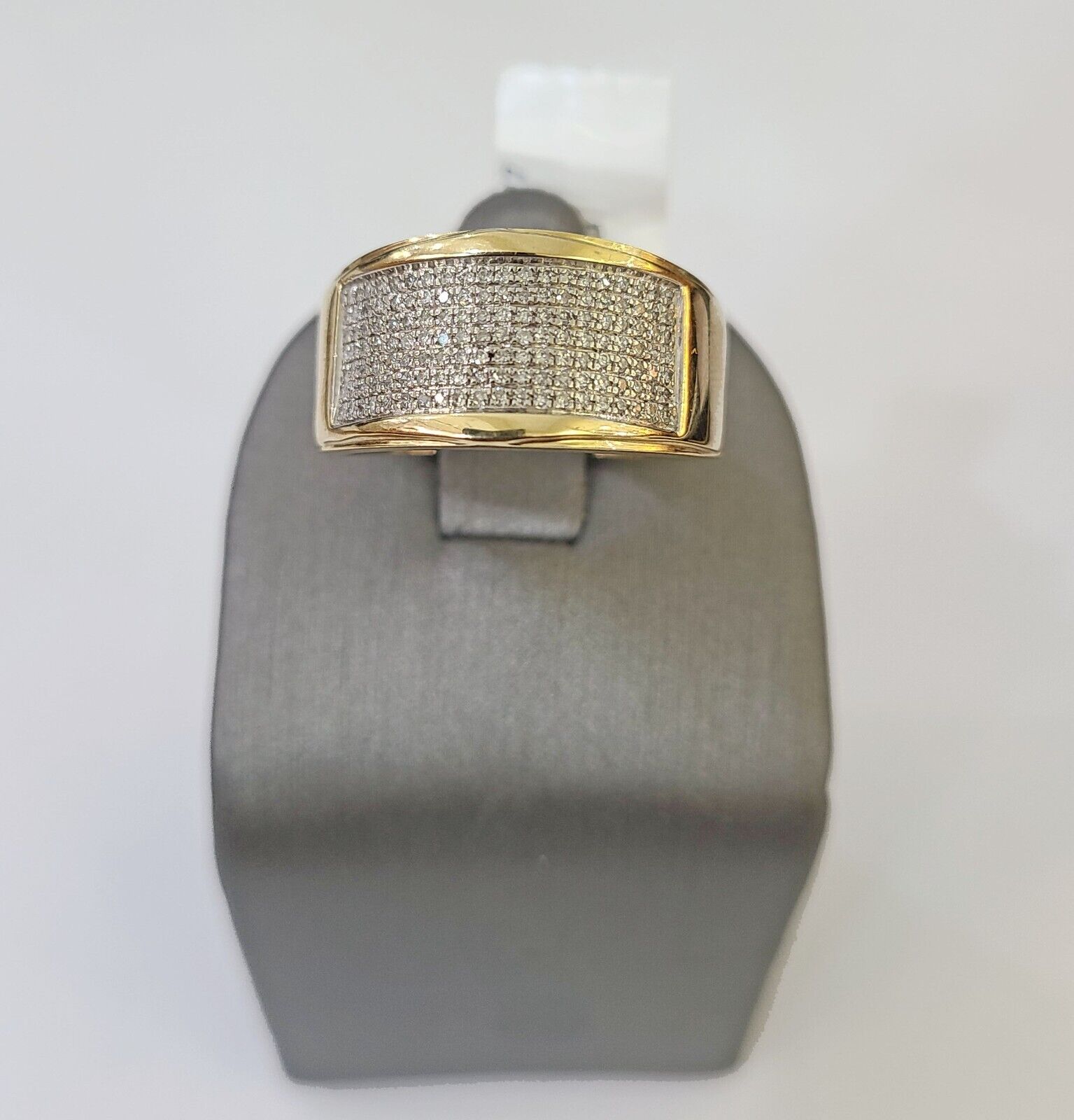 Real 10k Yellow Gold Diamond Mens Ring Band Wedding Genuine Natural - GoldenlinQ