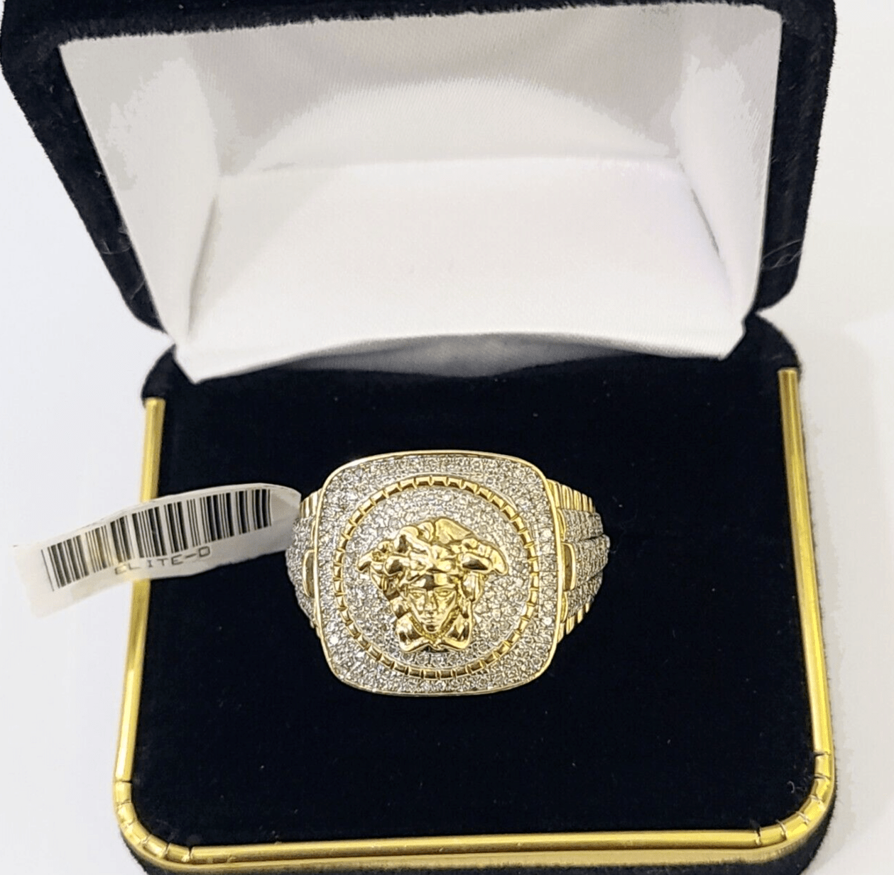 Real 10k Yellow Gold Diamond Mens Ring Band Wedding Genuine Natural - GoldenlinQ