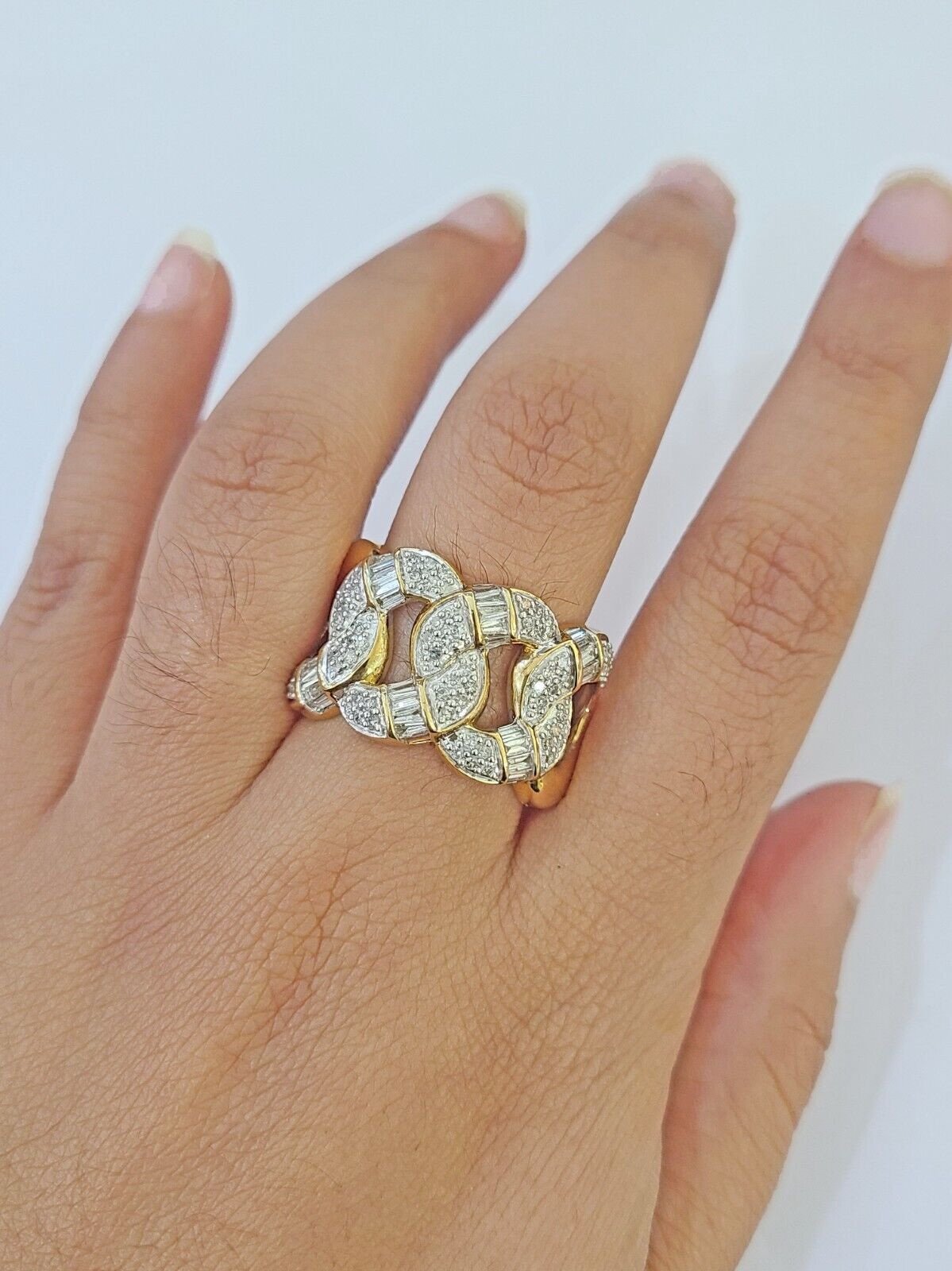 Real 10k Yellow Gold Diamond Mens Ring Band Wedding Genuine Natural - GoldenlinQ