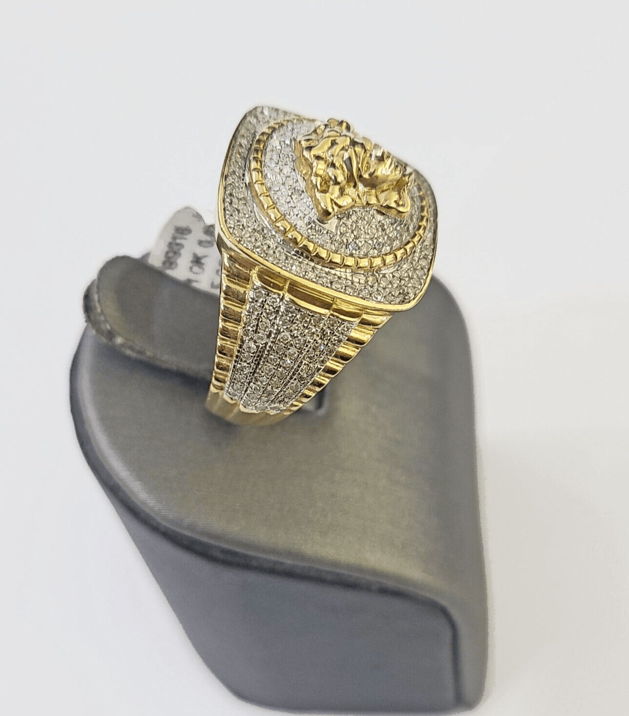 Real 10k Yellow Gold Diamond Mens Ring Band Wedding Genuine Natural - GoldenlinQ