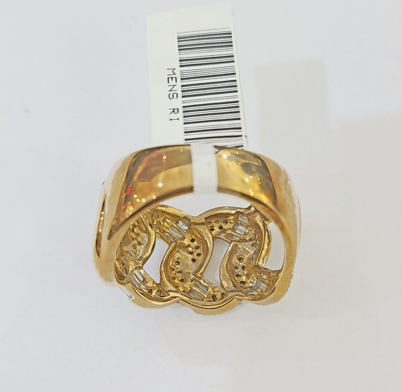 Real 10k Yellow Gold Diamond Mens Ring Band Wedding Genuine Natural - GoldenlinQ