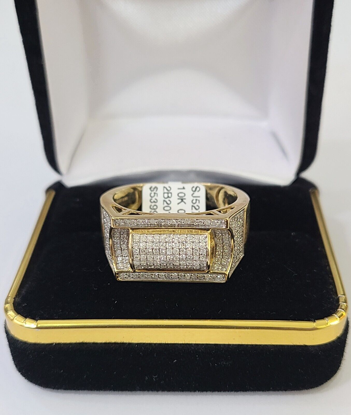 Real 10k Yellow Gold Diamond Mens Ring Band Wedding Genuine Natural - GoldenlinQ