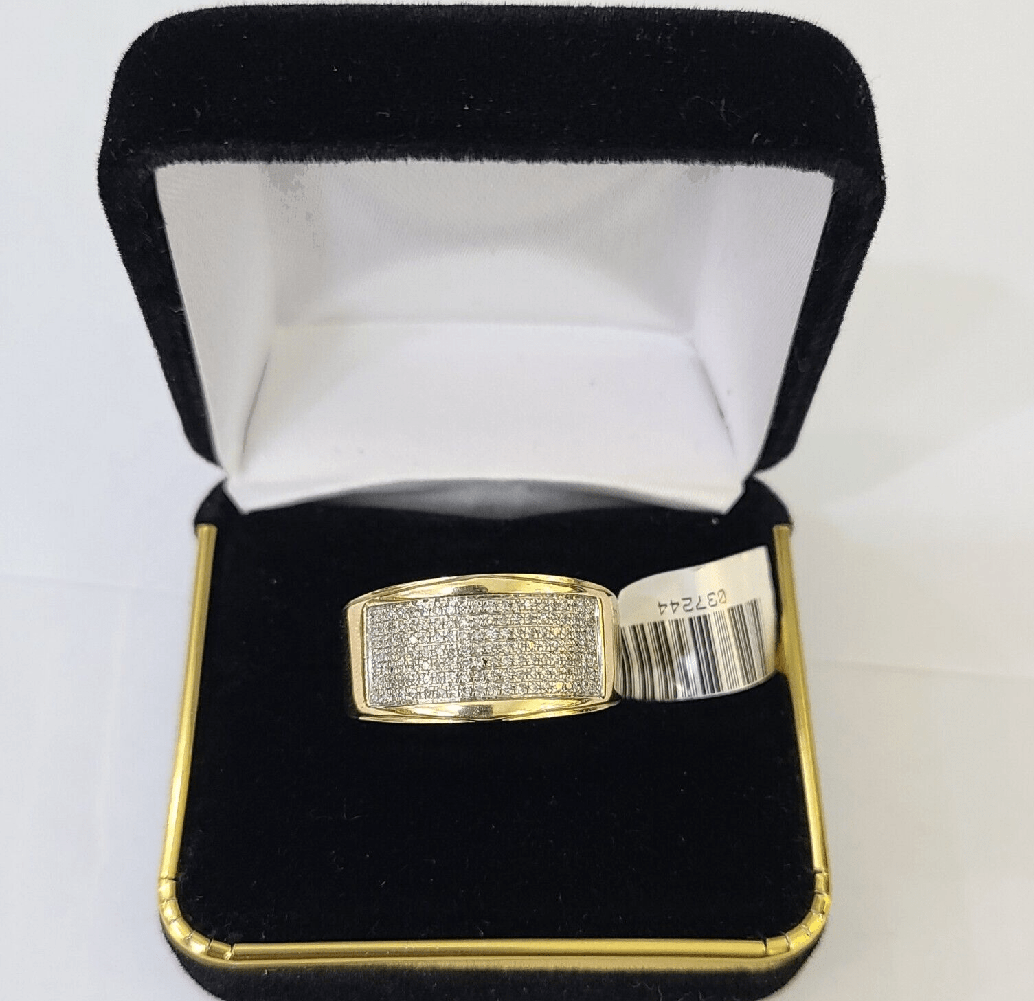 Real 10k Yellow Gold Diamond Mens Ring Band Wedding Genuine Natural - GoldenlinQ