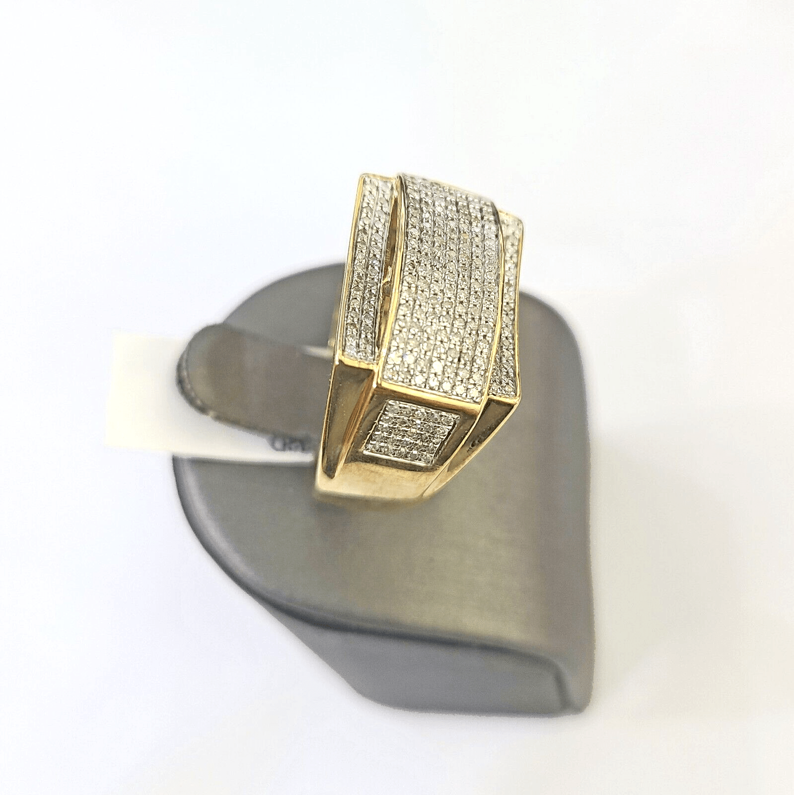 Real 10k Yellow Gold Diamond Mens Ring Band Wedding Genuine Natural - GoldenlinQ