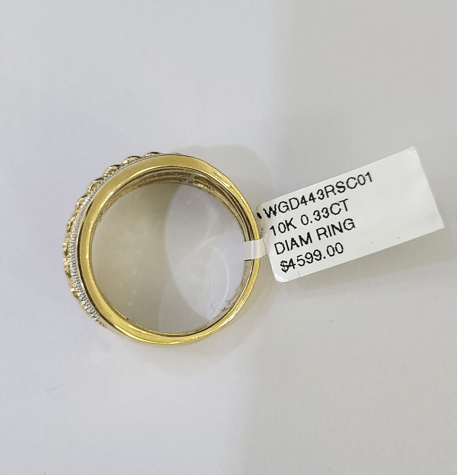 Real 10k Yellow Gold Diamond Mens Ring Band Wedding Genuine Natural - GoldenlinQ