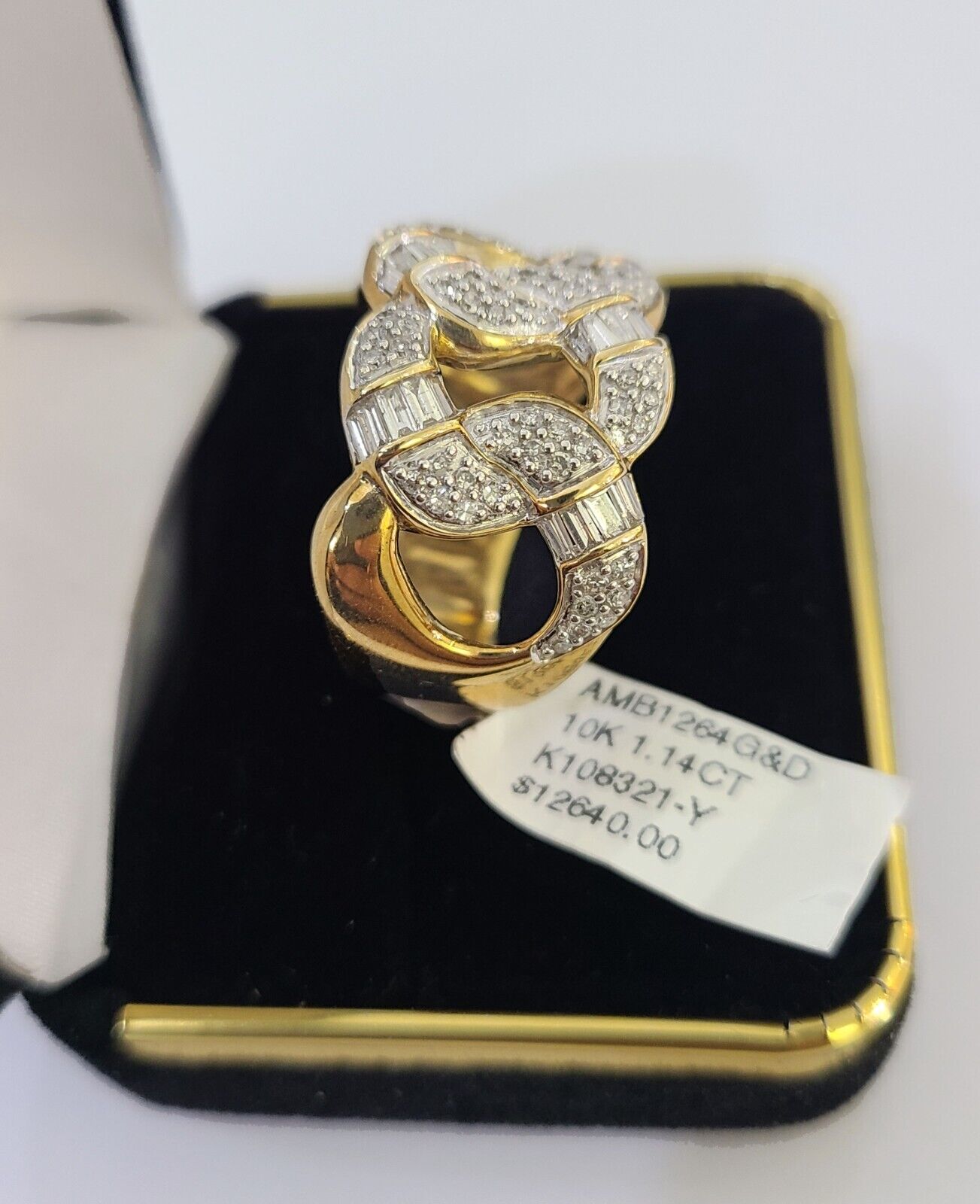 Real 10k Yellow Gold Diamond Mens Ring Band Wedding Genuine Natural - GoldenlinQ