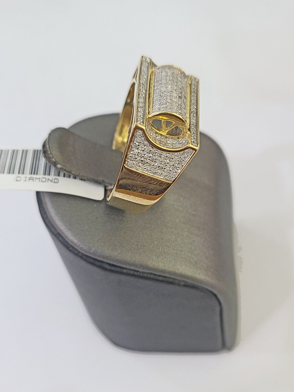 Real 10k Yellow Gold Diamond Mens Ring Band Wedding Genuine Natural - GoldenlinQ