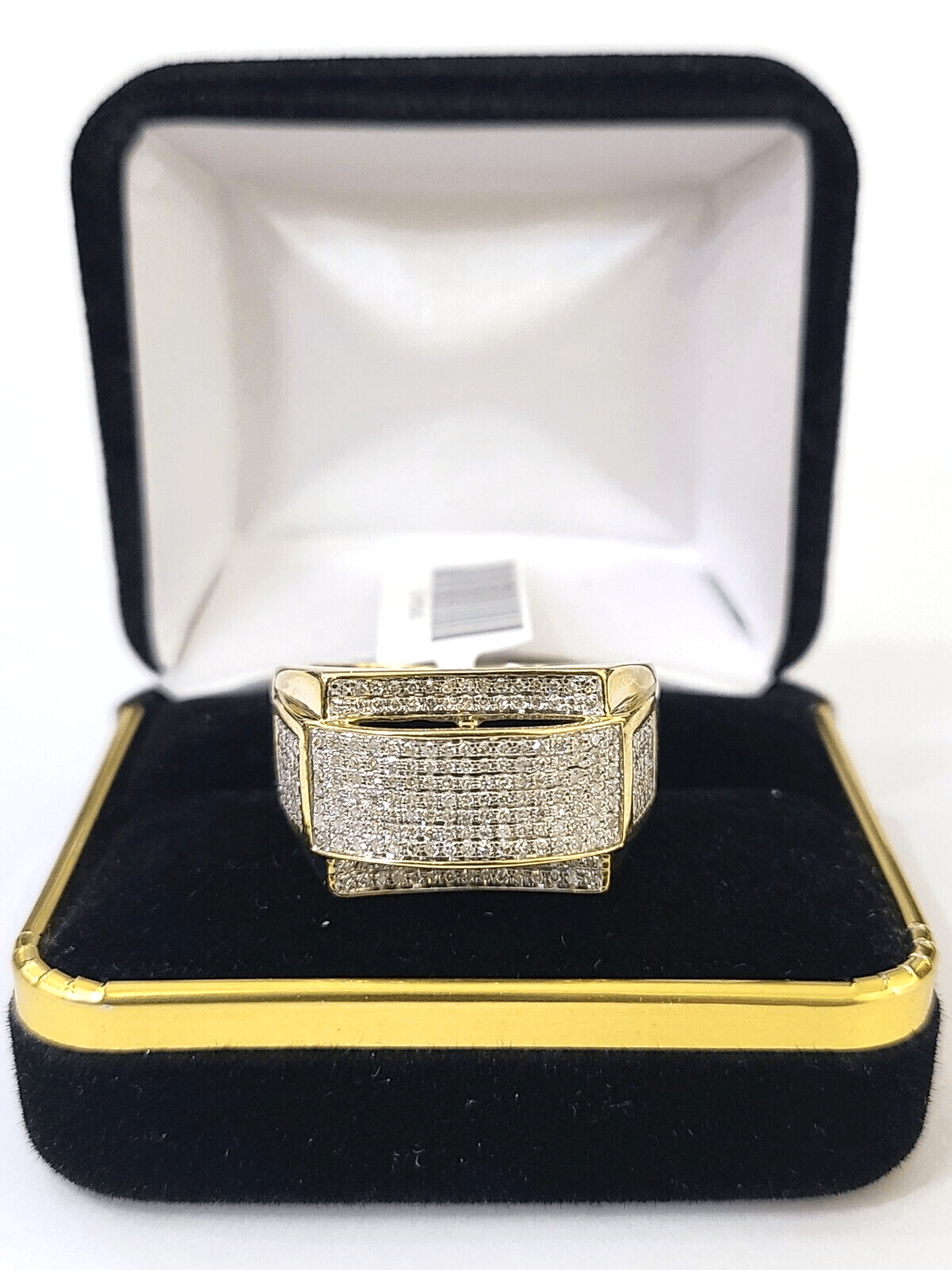 Real 10k Yellow Gold Diamond Mens Ring Band Wedding Genuine Natural - GoldenlinQ