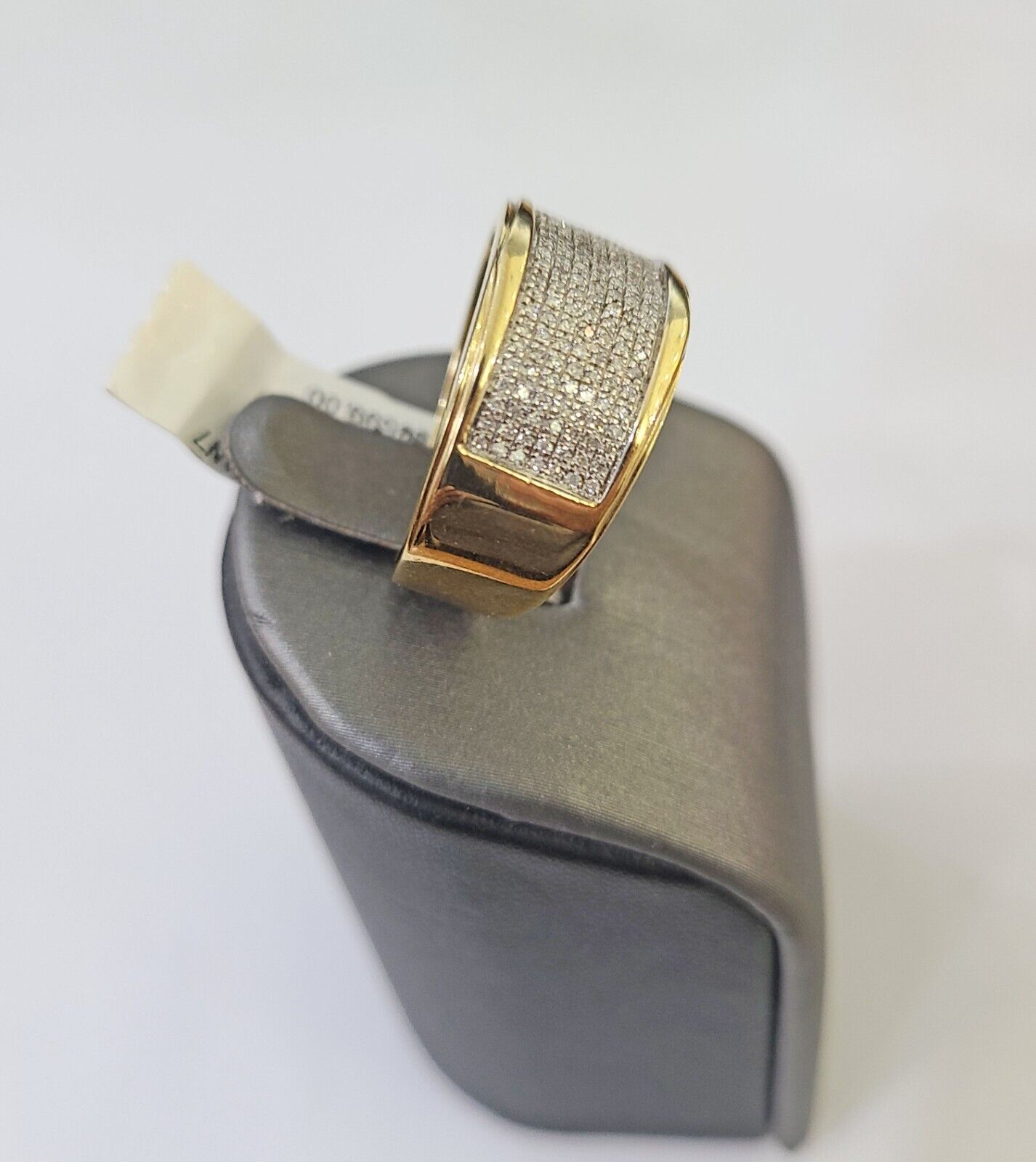 Real 10k Yellow Gold Diamond Mens Ring Band Wedding Genuine Natural - GoldenlinQ