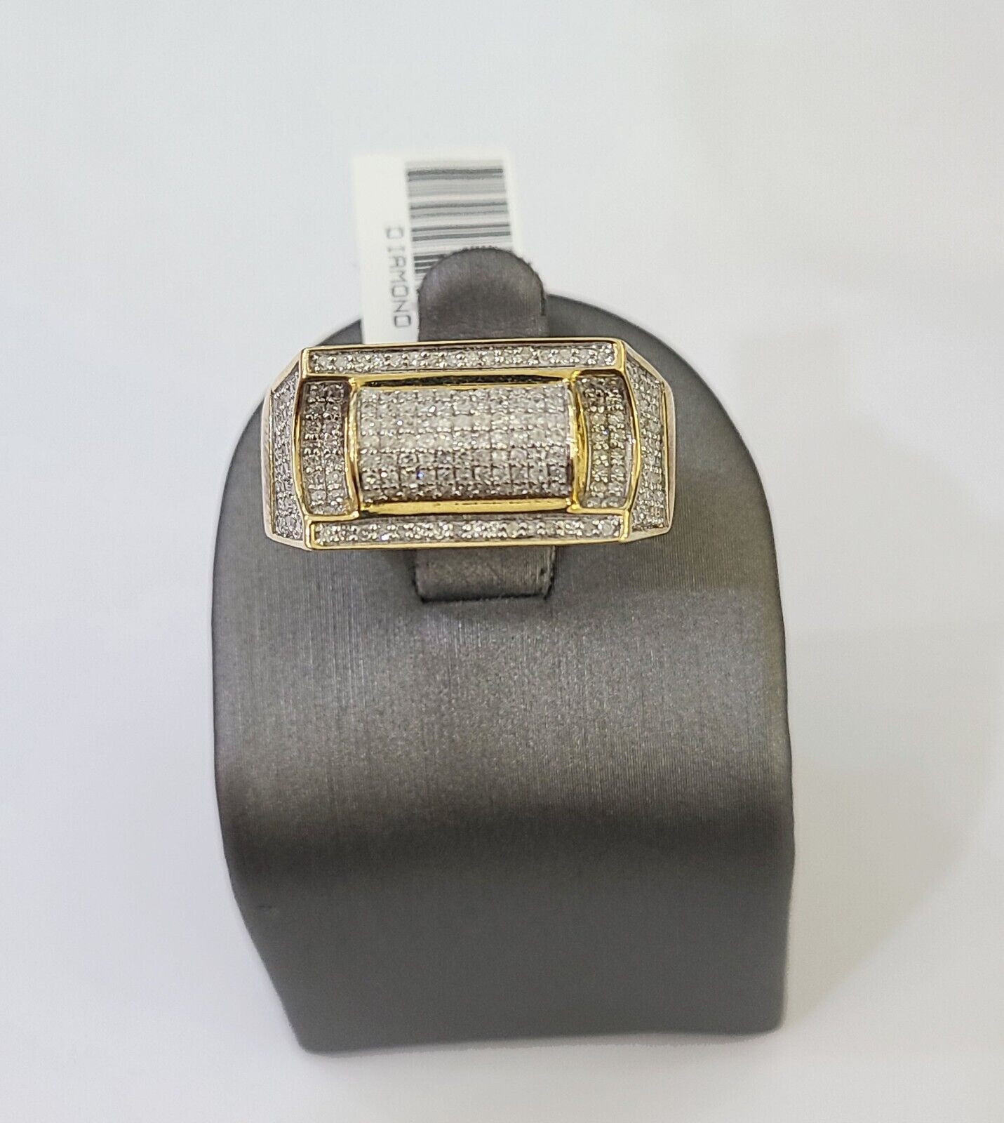 Real 10k Yellow Gold Diamond Mens Ring Band Wedding Genuine Natural - GoldenlinQ