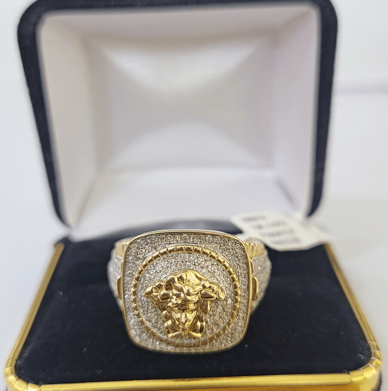 Real 10k Yellow Gold Diamond Mens Ring Band Wedding Genuine Natural - GoldenlinQ