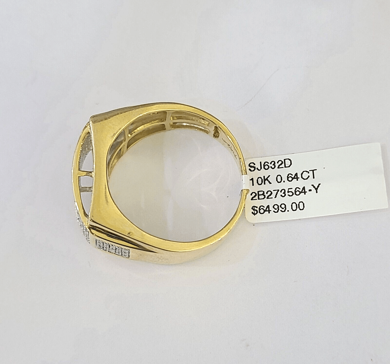 Real 10k Yellow Gold Diamond Mens Ring Band Wedding Genuine Natural - GoldenlinQ