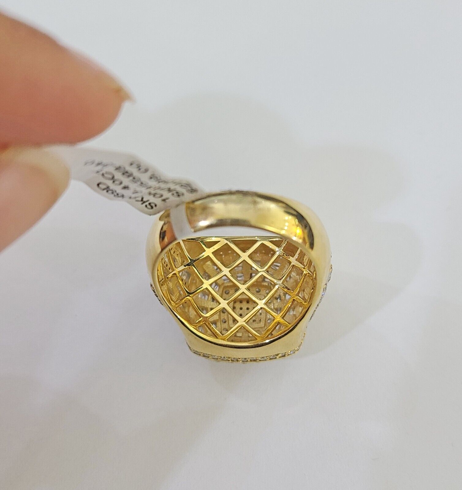 Real 10k Yellow Gold Diamond Mens Ring Band Wedding Genuine Natural - GoldenlinQ