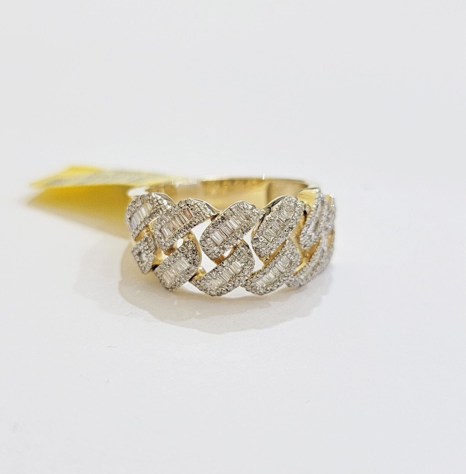 Real 10k Yellow Gold Diamond Mens Ring Cuban Link 0.78CT Natural Diamond SIZE 10 - GoldenlinQ