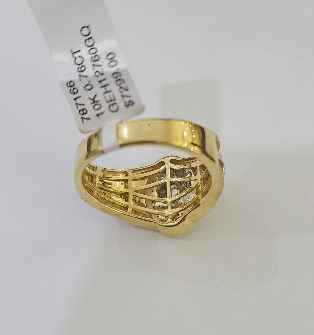 Real 10k Yellow Gold Diamond Mens Ring Jesus Band Wedding Casual Genuine Natural - GoldenlinQ