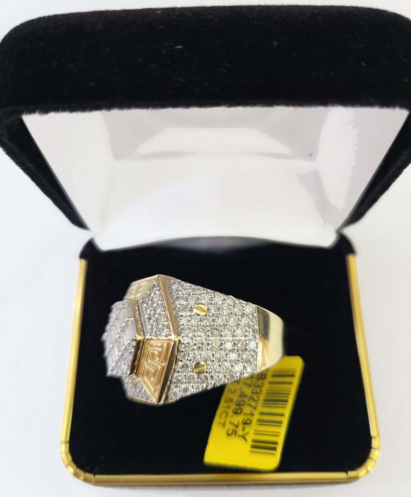 Real 10k Yellow Gold Diamond Ring Hexagon Shaped Men Engagement Wedding Ring - GoldenlinQ