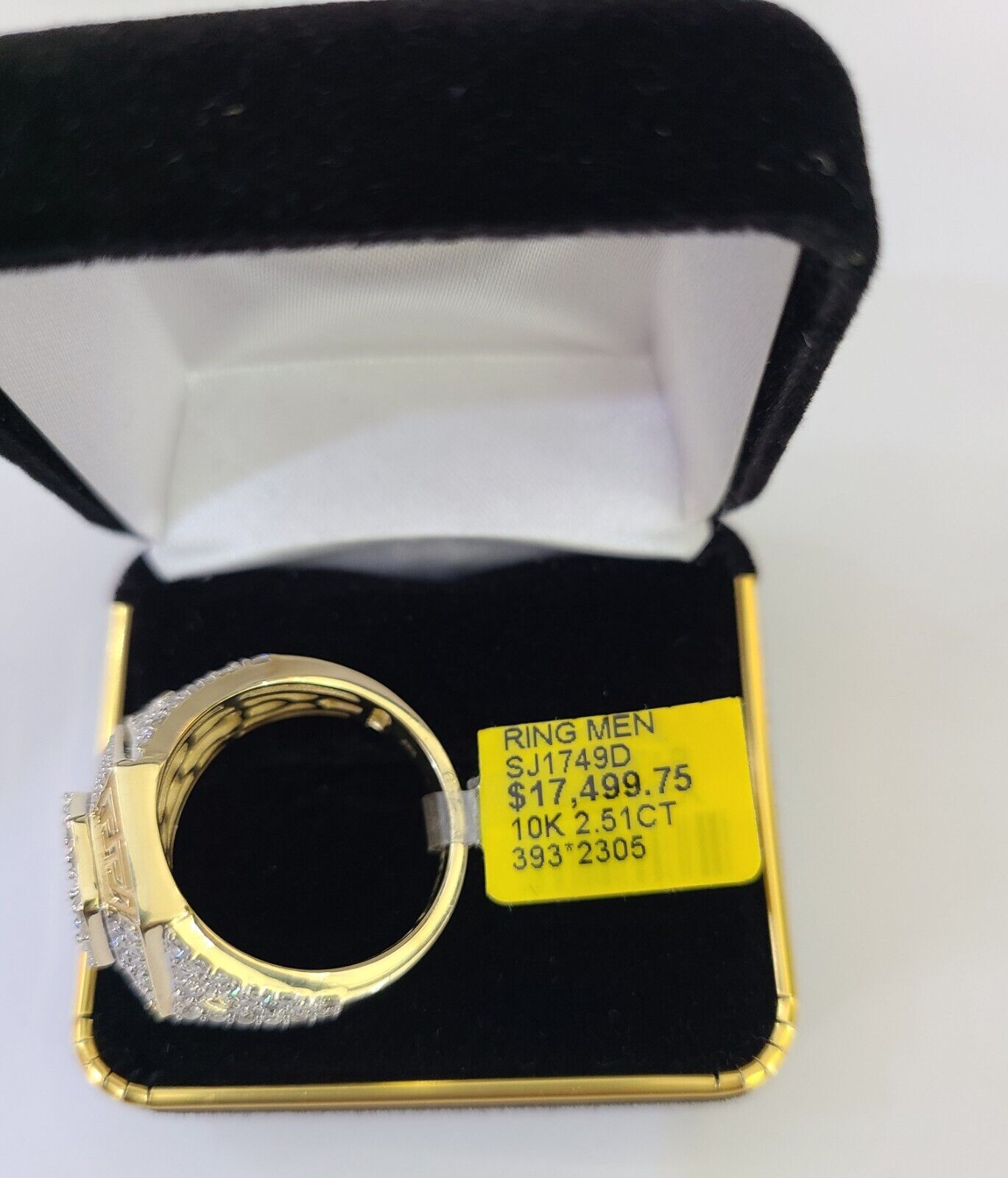 Real 10k Yellow Gold Diamond Ring Hexagon Shaped Men Engagement Wedding Ring - GoldenlinQ