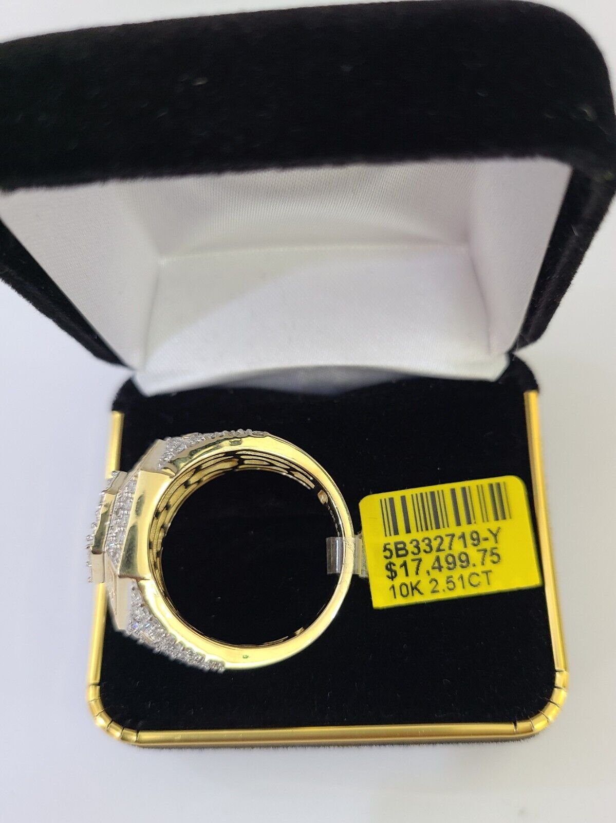 Real 10k Yellow Gold Diamond Ring Hexagon Shaped Men Engagement Wedding Ring - GoldenlinQ