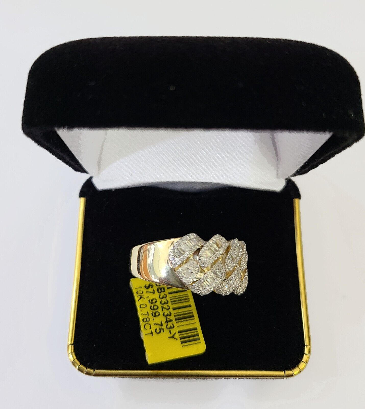 Real 10k Yellow Gold Diamond Ring Men Engagement Wedding Ring - GoldenlinQ