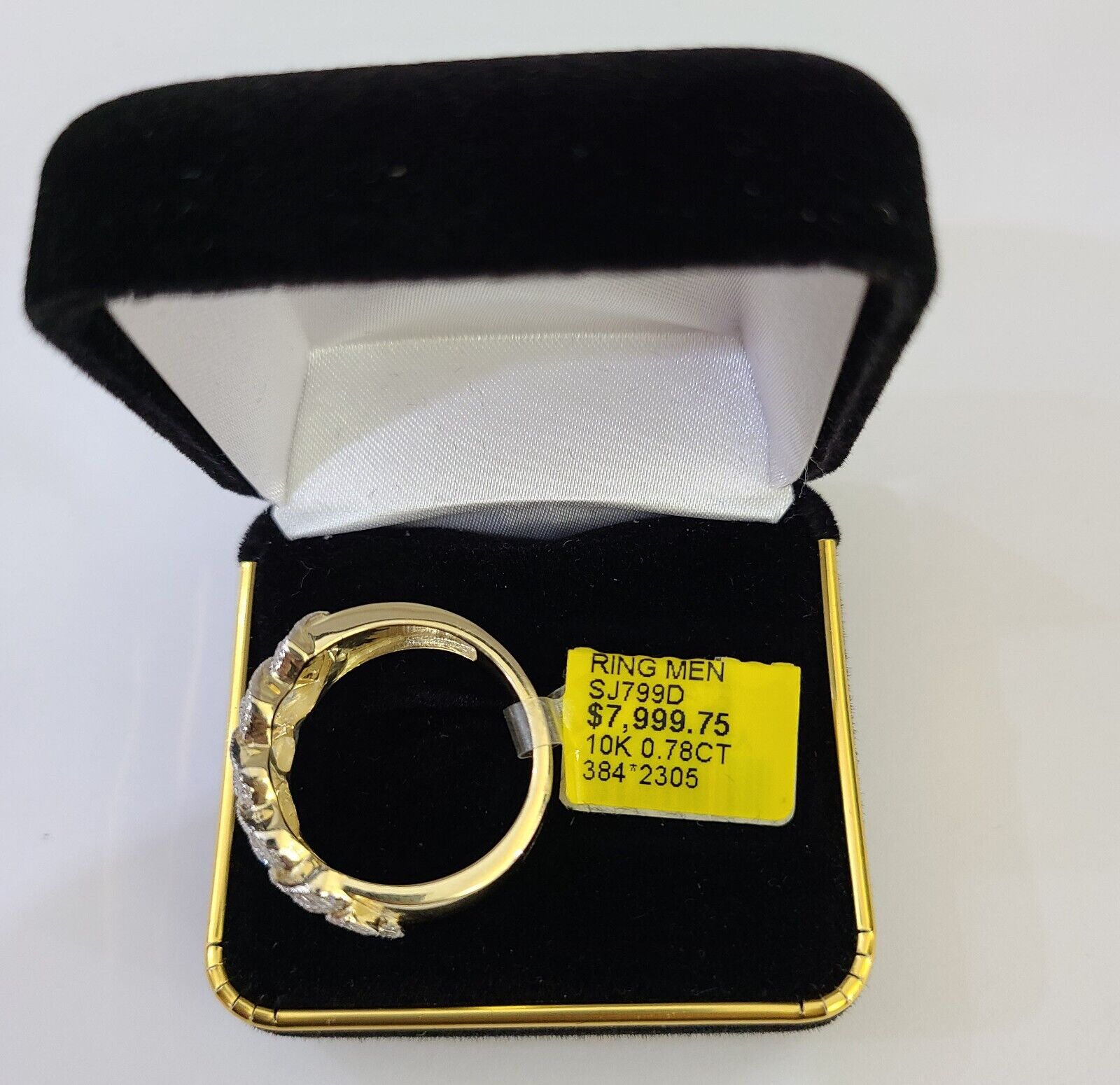 Real 10k Yellow Gold Diamond Ring Men Engagement Wedding Ring - GoldenlinQ