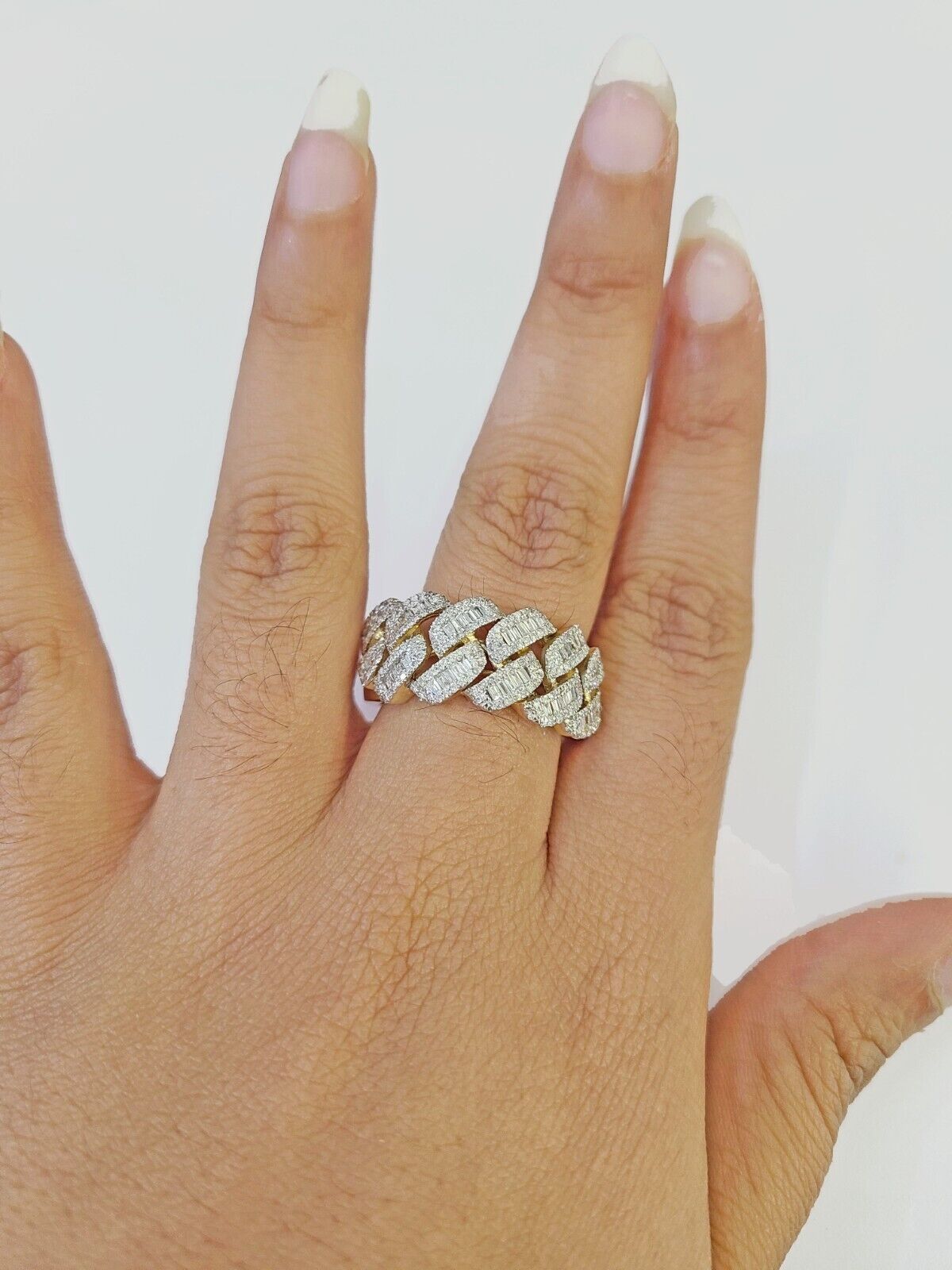 Real 10k Yellow Gold Diamond Ring Men Engagement Wedding Ring - GoldenlinQ