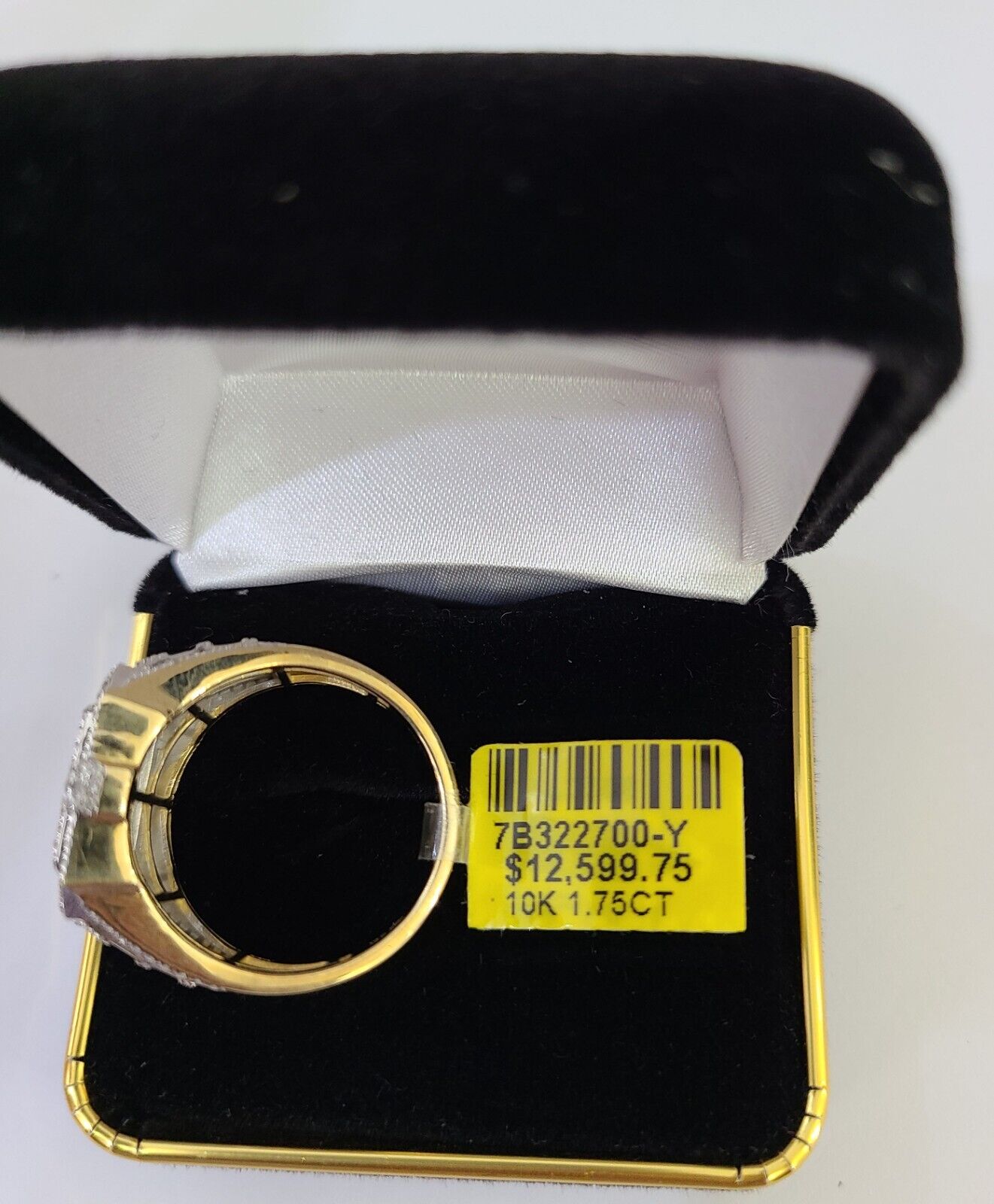 Real 10k Yellow Gold Diamond Ring Square Men Engagement Wedding Ring - GoldenlinQ