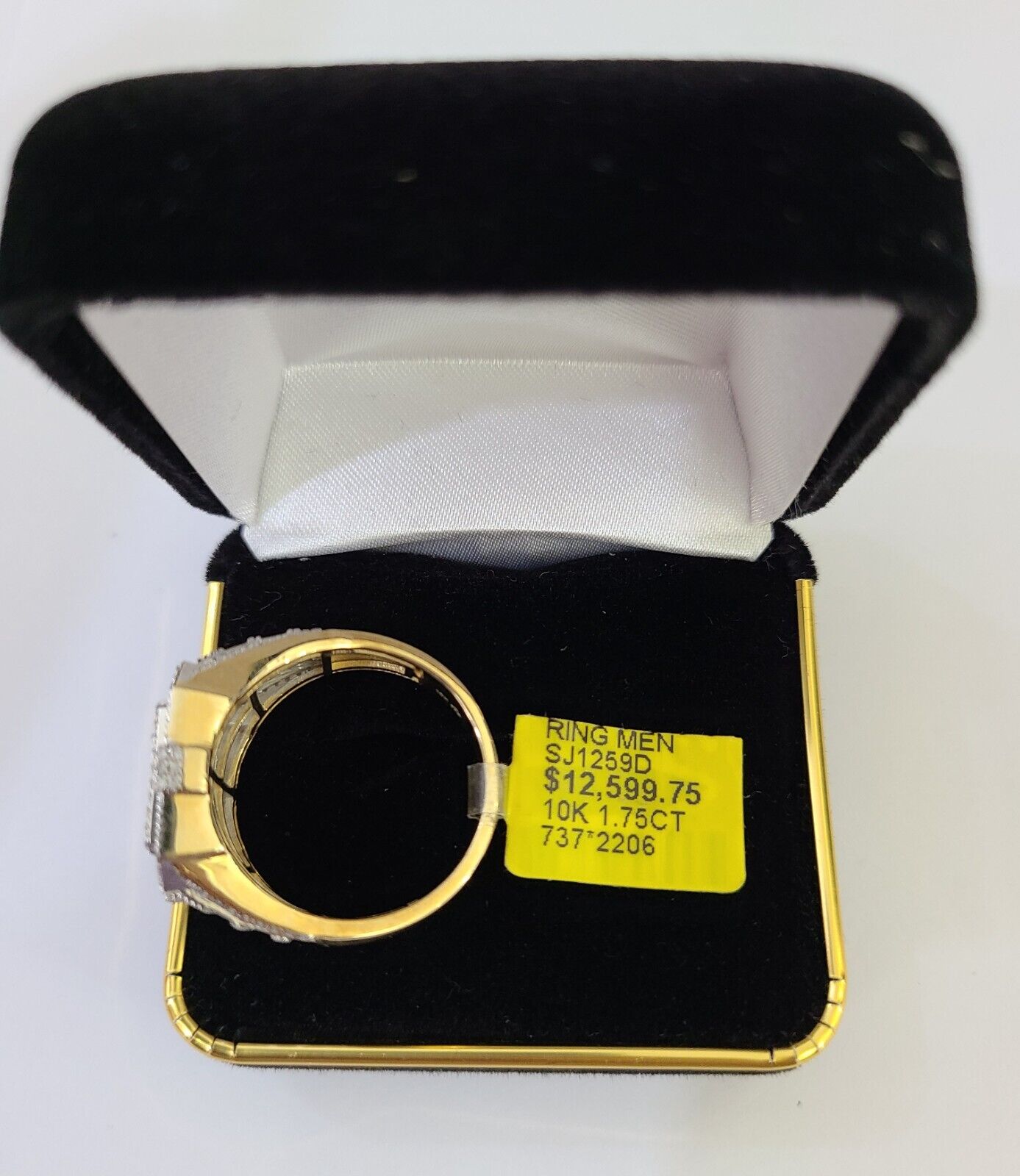 Real 10k Yellow Gold Diamond Ring Square Men Engagement Wedding Ring - GoldenlinQ