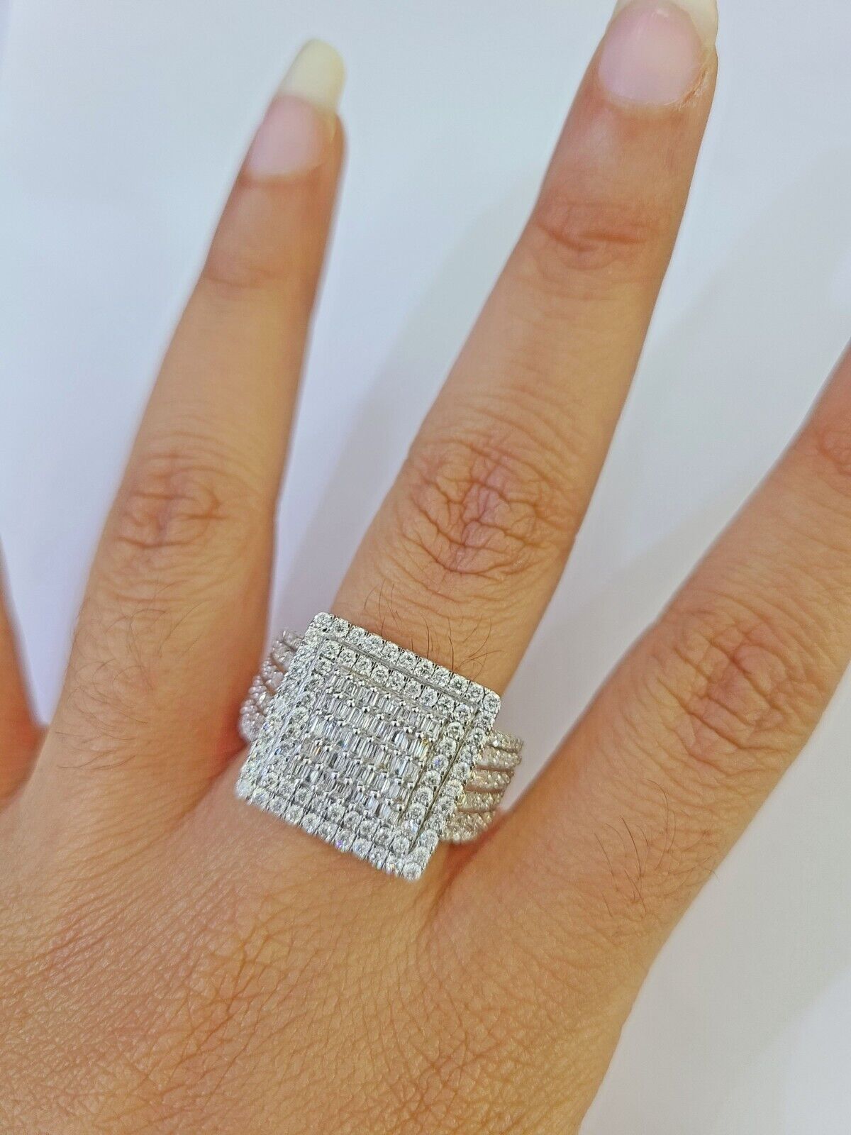 Real 10k Yellow Gold Diamond Ring Square Shaped Men Engagement Wedding Ring - GoldenlinQ