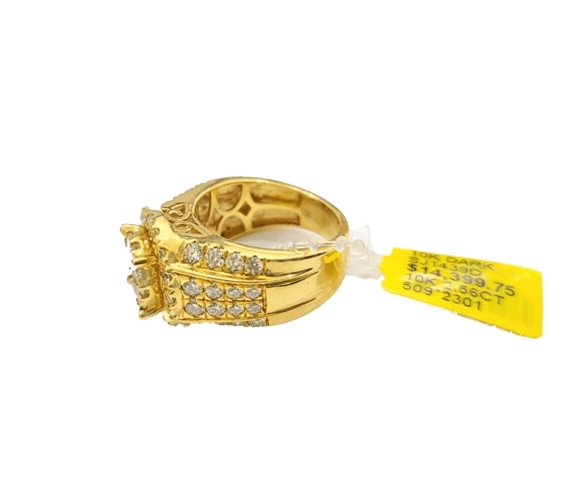Real 10k Yellow Gold Diamond Ring White Genuine 2.56CT Diamonds 10kt Size 10 - GoldenlinQ