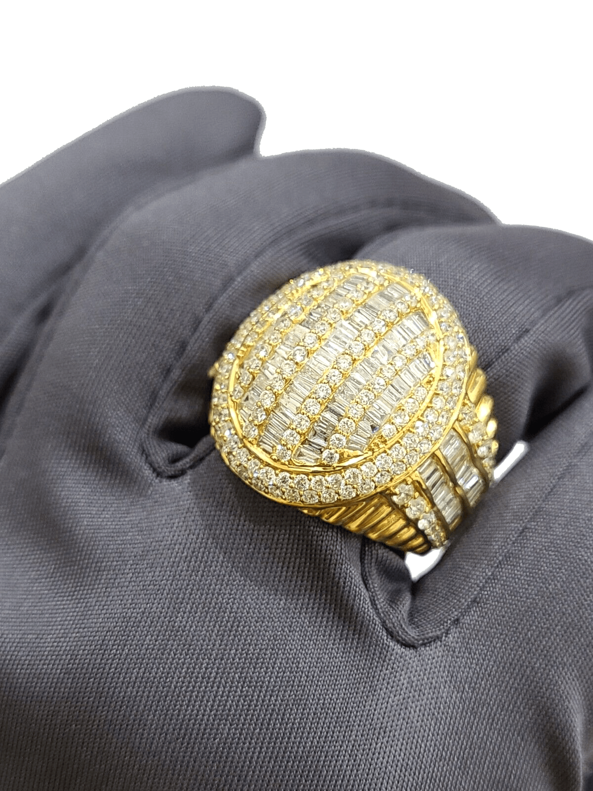 Real 10k Yellow Gold Diamond Ring White Genuine 3.42CT Diamonds 10kt Size 10 - GoldenlinQ