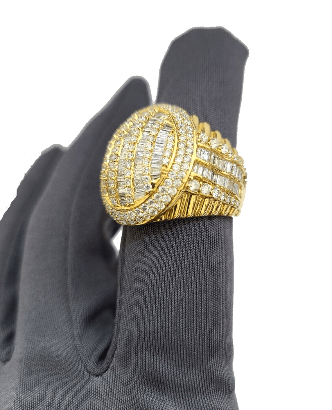 Real 10k Yellow Gold Diamond Ring White Genuine 3.42CT Diamonds 10kt Size 10 - GoldenlinQ