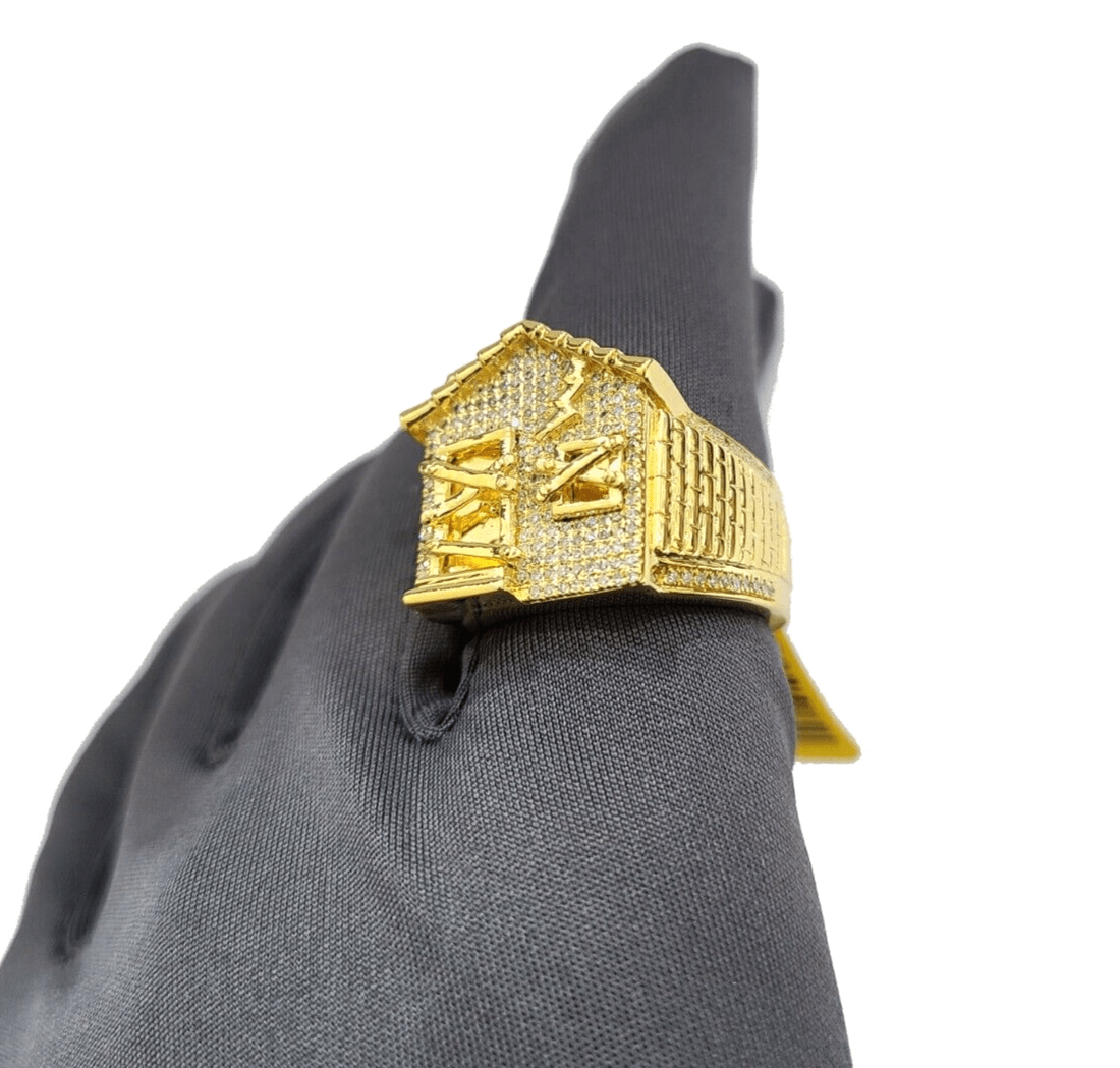 Real 10k Yellow Gold Diamond Trap House Ring White 0.55CT Diamonds 10kt Size 10 - GoldenlinQ