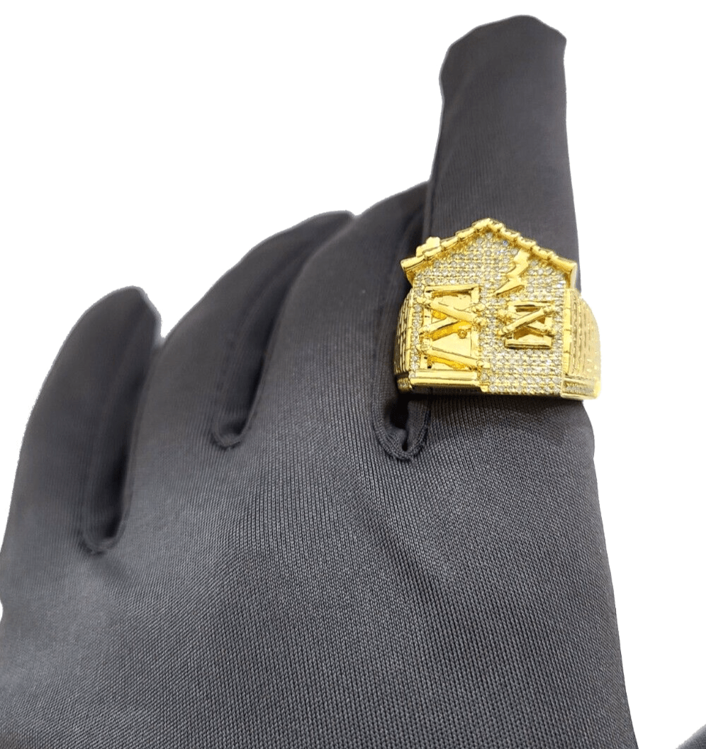 Real 10k Yellow Gold Diamond Trap House Ring White 0.55CT Diamonds 10kt Size 10 - GoldenlinQ