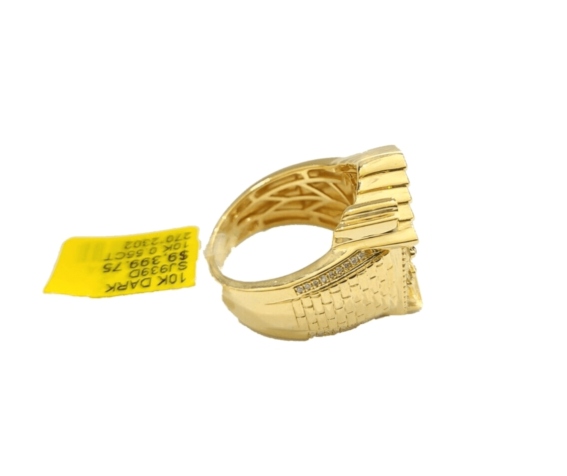 Real 10k Yellow Gold Diamond Trap House Ring White 0.55CT Diamonds 10kt Size 10 - GoldenlinQ