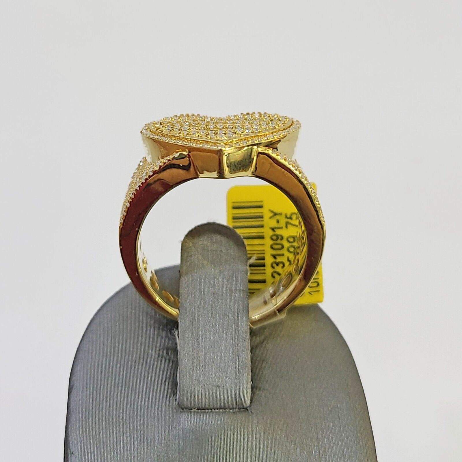 Real 10k Yellow Gold Diamonds Mens Ring Natural Diamond Heart Shaped Size 10 - GoldenlinQ