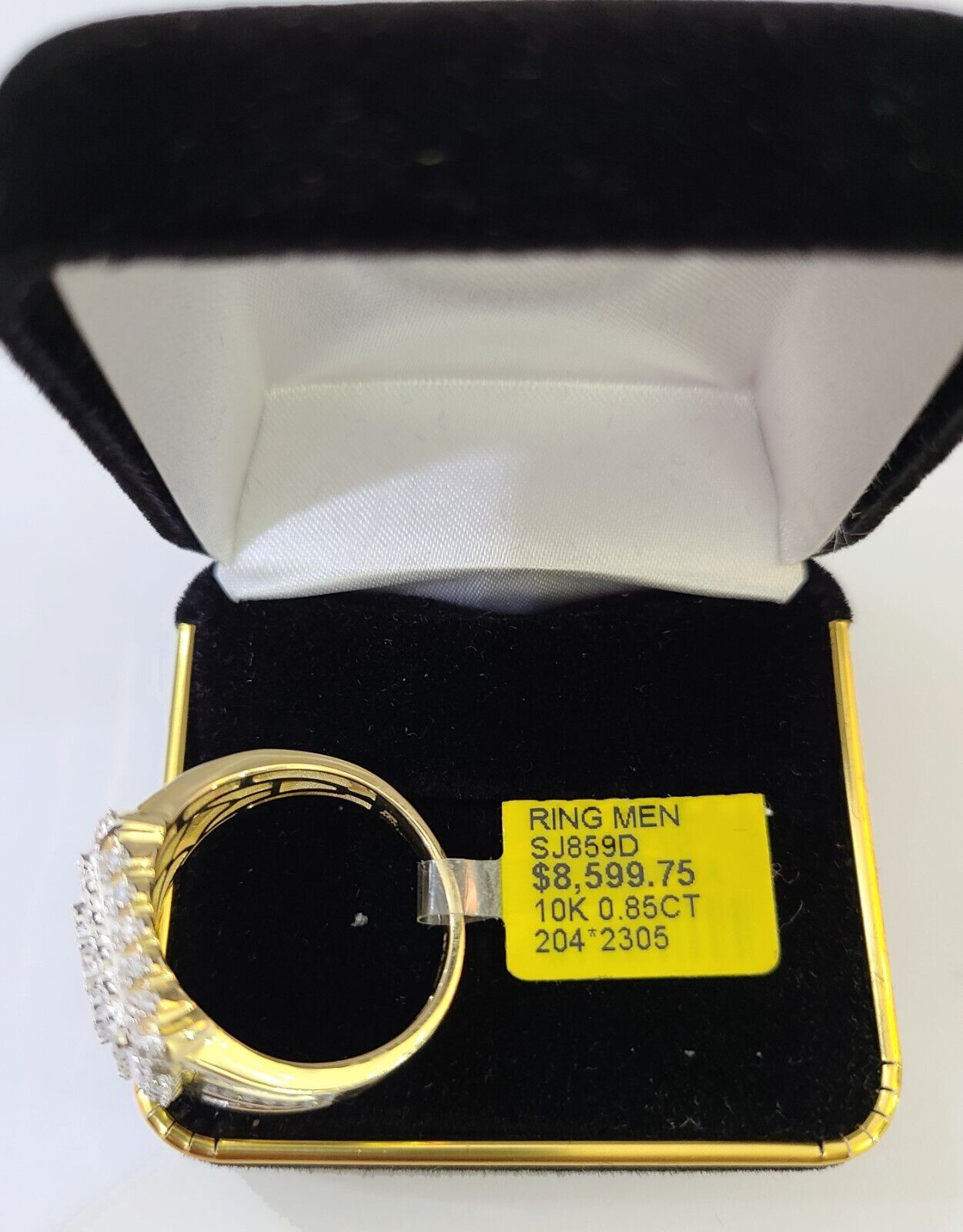 Real 10k Yellow Gold Diamonds Mens Ring Natural Diamond Size 10 - GoldenlinQ