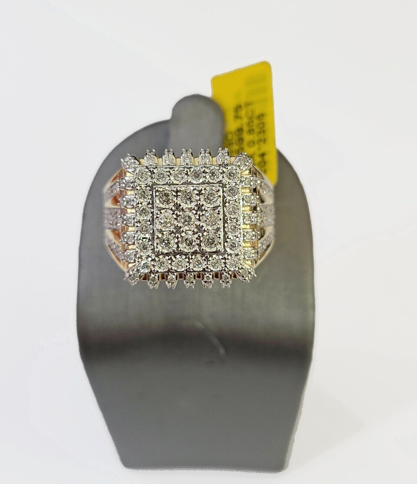 Real 10k Yellow Gold Diamonds Mens Ring Natural Diamond Size 10 - GoldenlinQ