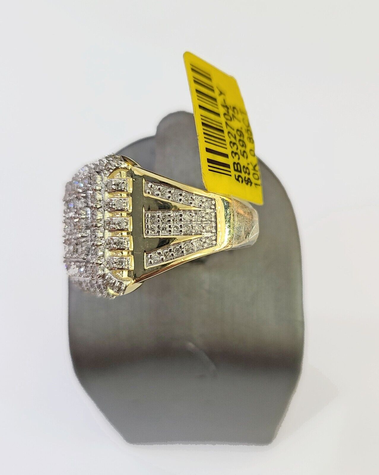 Real 10k Yellow Gold Diamonds Mens Ring Natural Diamond Size 10 - GoldenlinQ