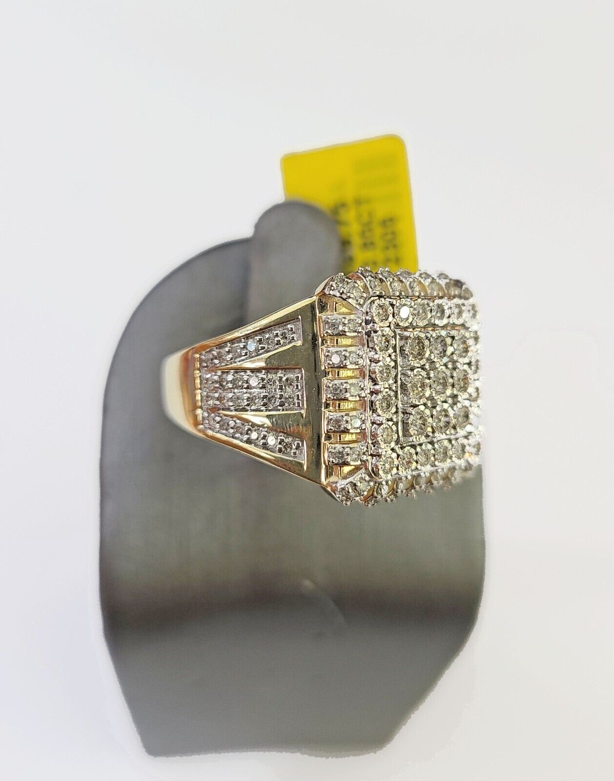 Real 10k Yellow Gold Diamonds Mens Ring Natural Diamond Size 10 - GoldenlinQ