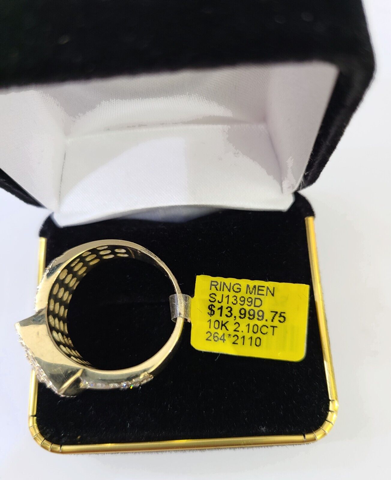 Real 10k Yellow Gold Diamonds Mens Ring Natural Diamond Square Sized Size 10 - GoldenlinQ