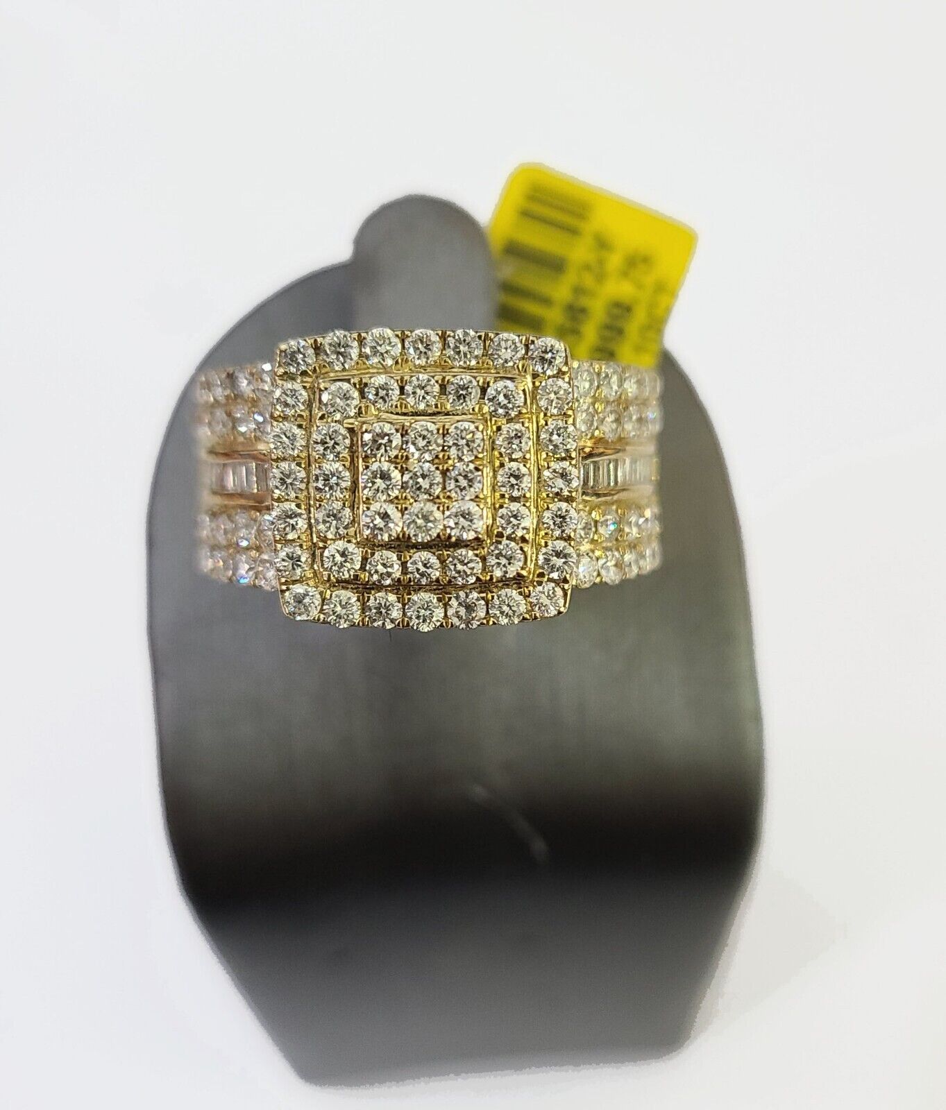 Real 10k Yellow Gold Diamonds Mens Ring Natural Diamond Square Sized Size 10 - GoldenlinQ